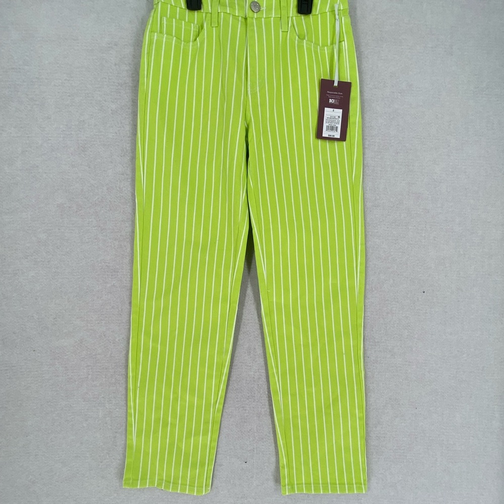 Victor Glemaud for Target Lime Green Pinstripe High Rise Straight Leg Pants Sz 0